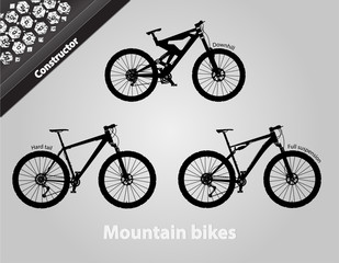 Mountain bikes. All the components are assembled.