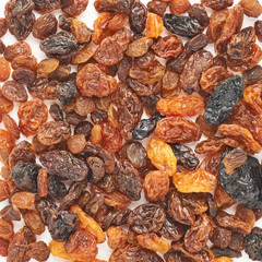 Surface covered with dried fruits raisins