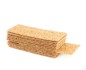 Pile of bread cracker snacks isolated