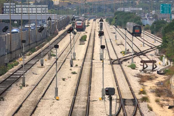 Photo sur Plexiglas moyen-Orient Trains on the tracks. Tel Aviv, Israel.