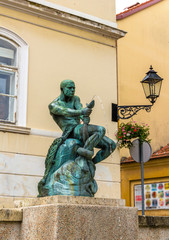 Obraz premium Fisherman With Snake statue and fountain in Zagreb, Croatia