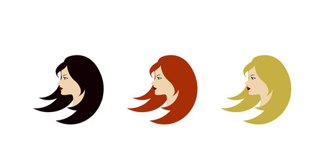 Three beautiful girls with different hair color