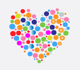 colorful  bubbles inside heart