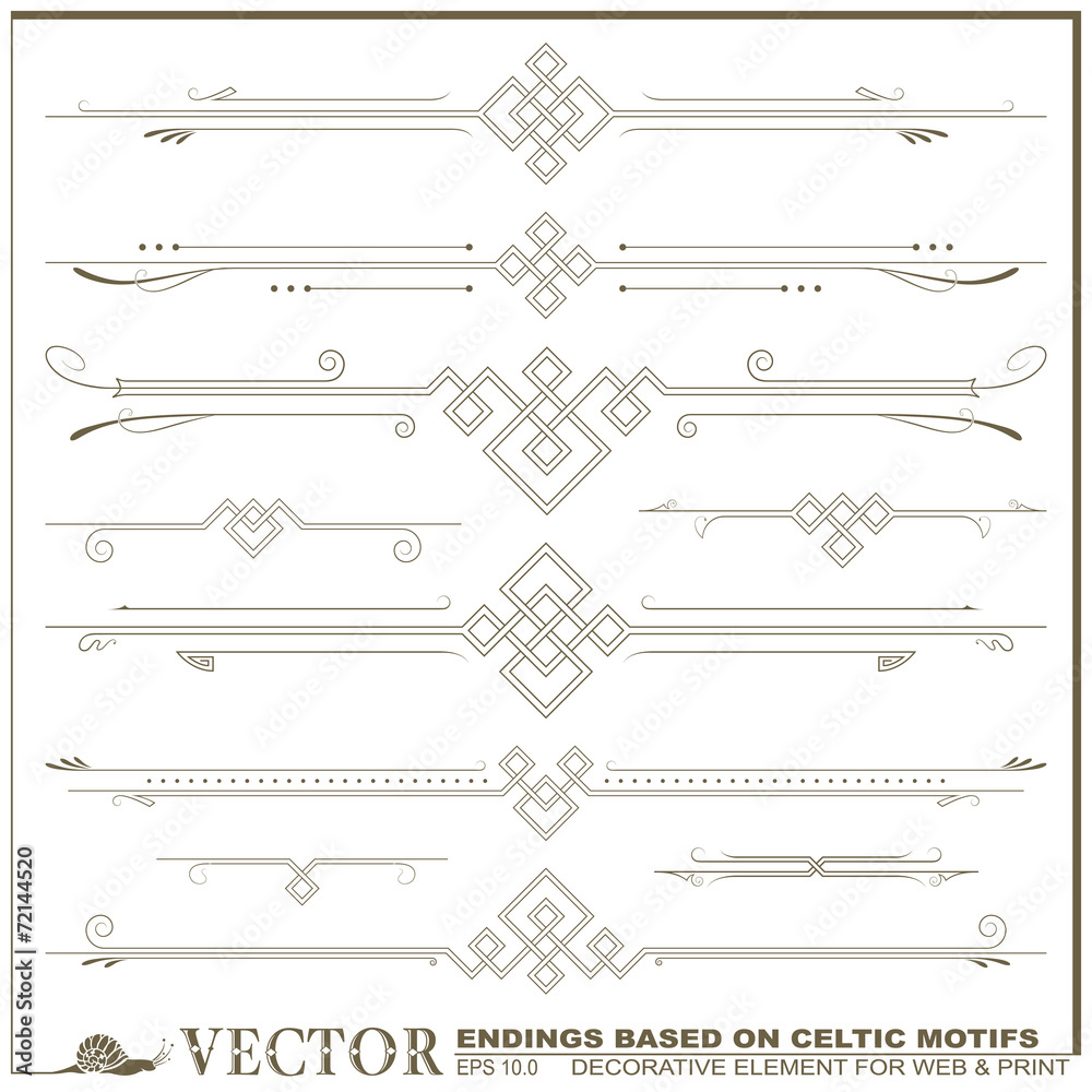 Wall mural vector decorative elements based on celtic patterns