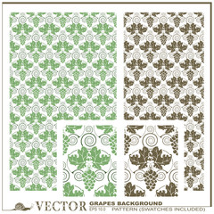 Vector pattern from grapes and grape leaves