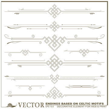 Vector decorative elements based on Celtic patterns
