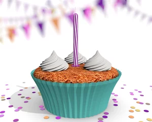 Deurstickers Cupcake met 1 kaarsje © emieldelange