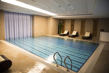 Luxury resort swimming pool with clean blue water