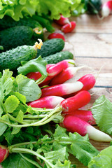 fresh radishes and other vegetables