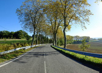 Route avec glissières de sécurité
