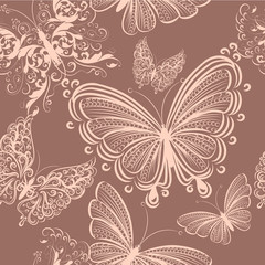 Cute seamless wallpaper pattern with butterflies