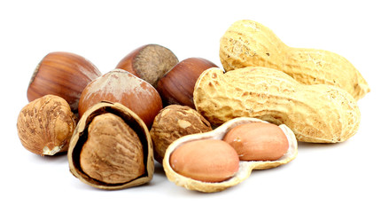 nuts on white background..