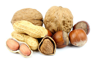 nuts on white background