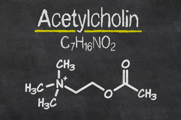 Schiefertafel mit der chemischen Formel von Acetylcholin