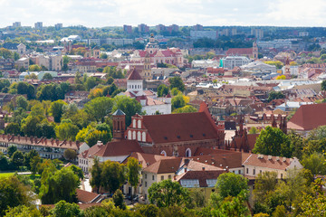 Top view panorama of Vilnius old town
