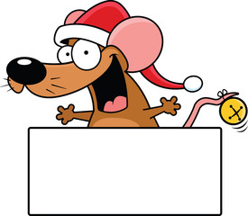 Carton Christmas Mouse With Sign
