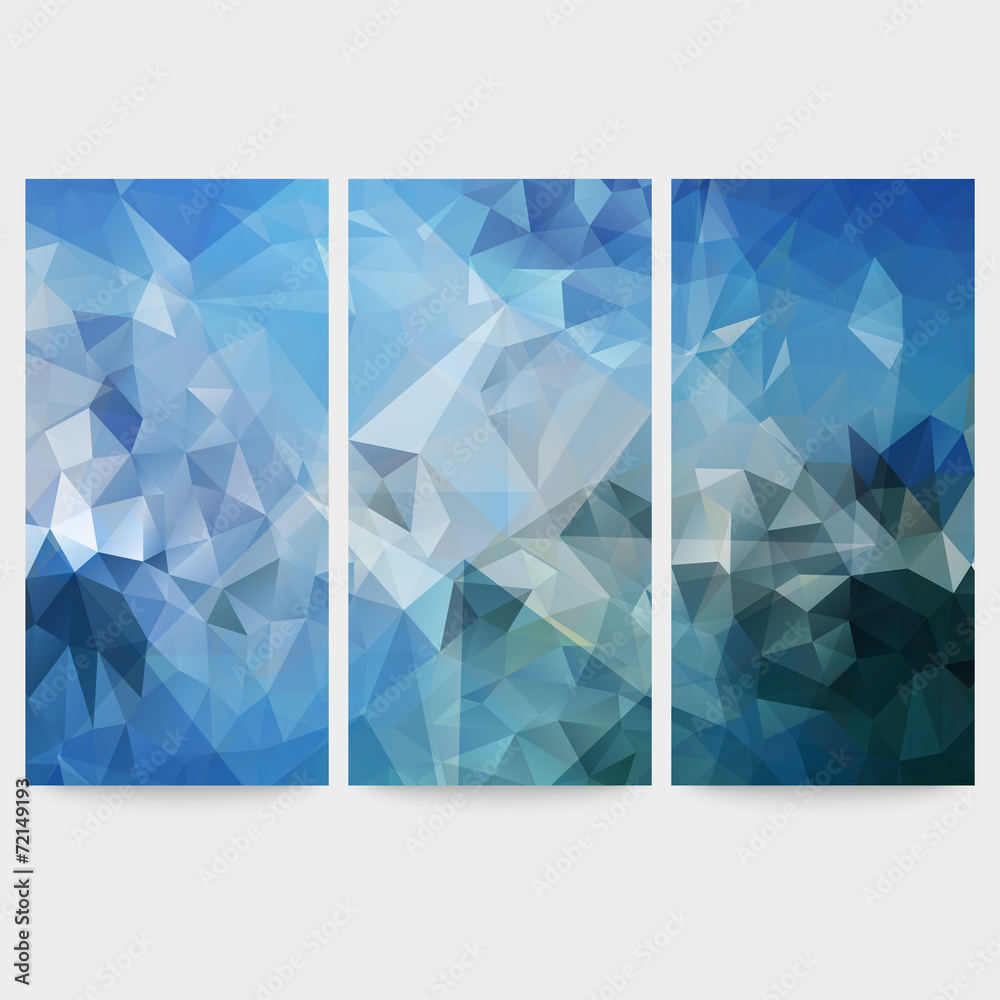 Wall mural Set of blue abstract backgrounds, triangle design vector