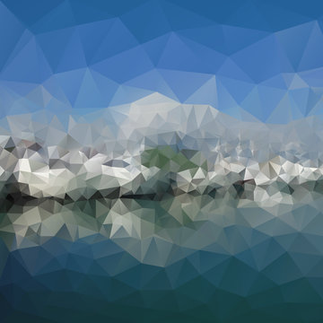 Colored abstract background. Mountains and sea landscape,