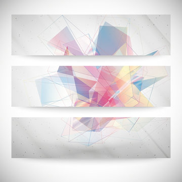 Set of Abstract colored backgrounds, triangle design vector