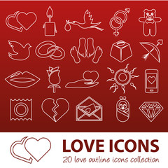 love outline icons