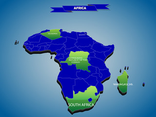 3 dimensional infographics political map of African continent