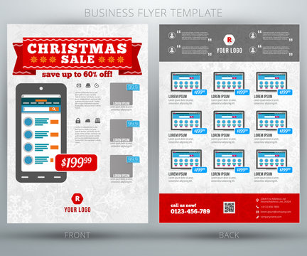 Christmas Sale Vector Business Flyer Template. EPS10
