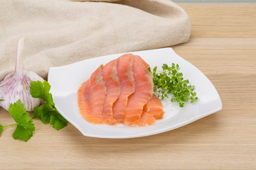 Sliced salmon