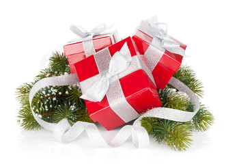 Three christmas gift boxes