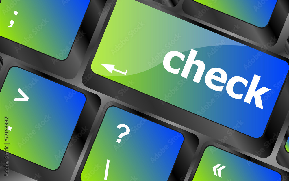 Poster check button on computer pc keyboard key