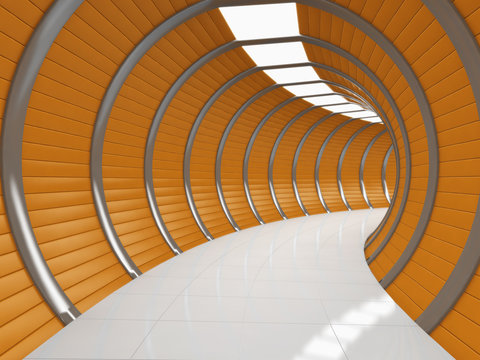 Modern long corridor