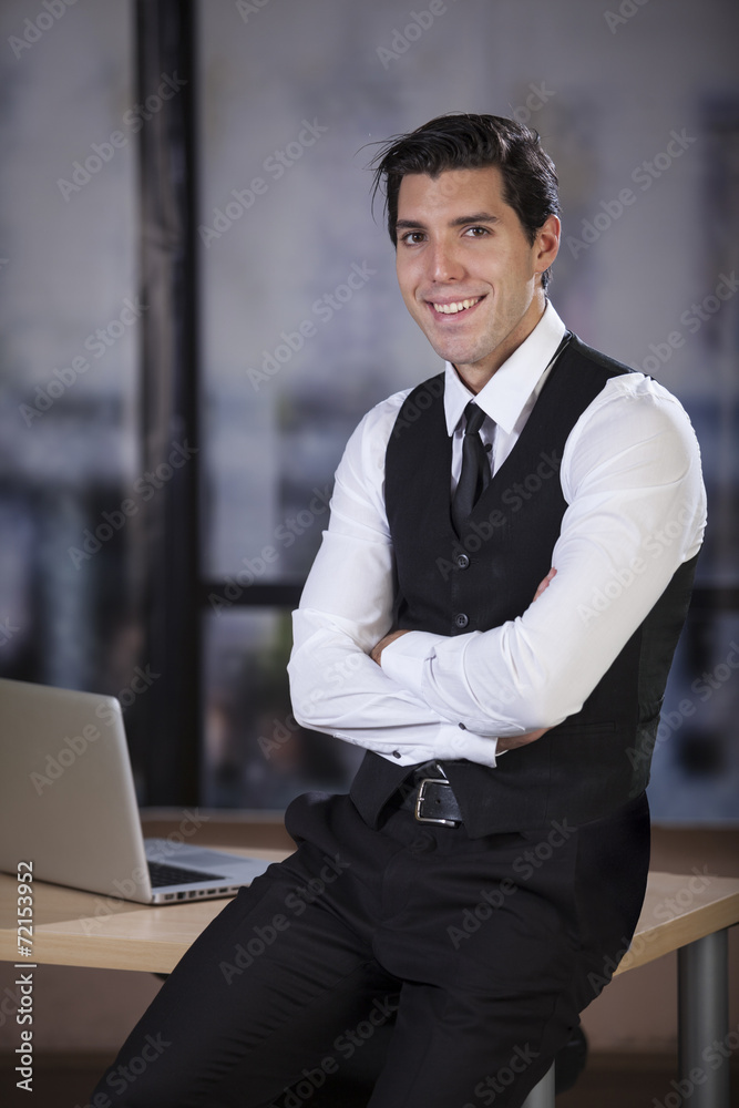 Wall mural businessman siting in his office