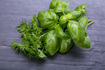 Parsley on table close-up 