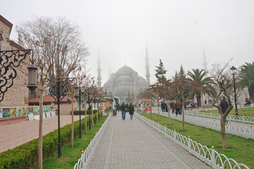 Path to the Sultanahmet Mosque (Blue Mosque) in Istanbul, Turkey