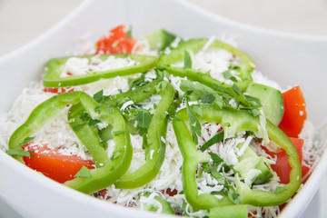 fresh summer vegetable salad with green pepper