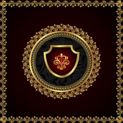 golden floral frame with heraldic elements