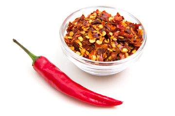 Ground hot pepper on a white background