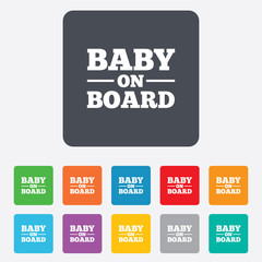 Baby on board sign icon. Infant caution symbol.