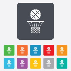 Basketball basket and ball icon. Sport symbol.