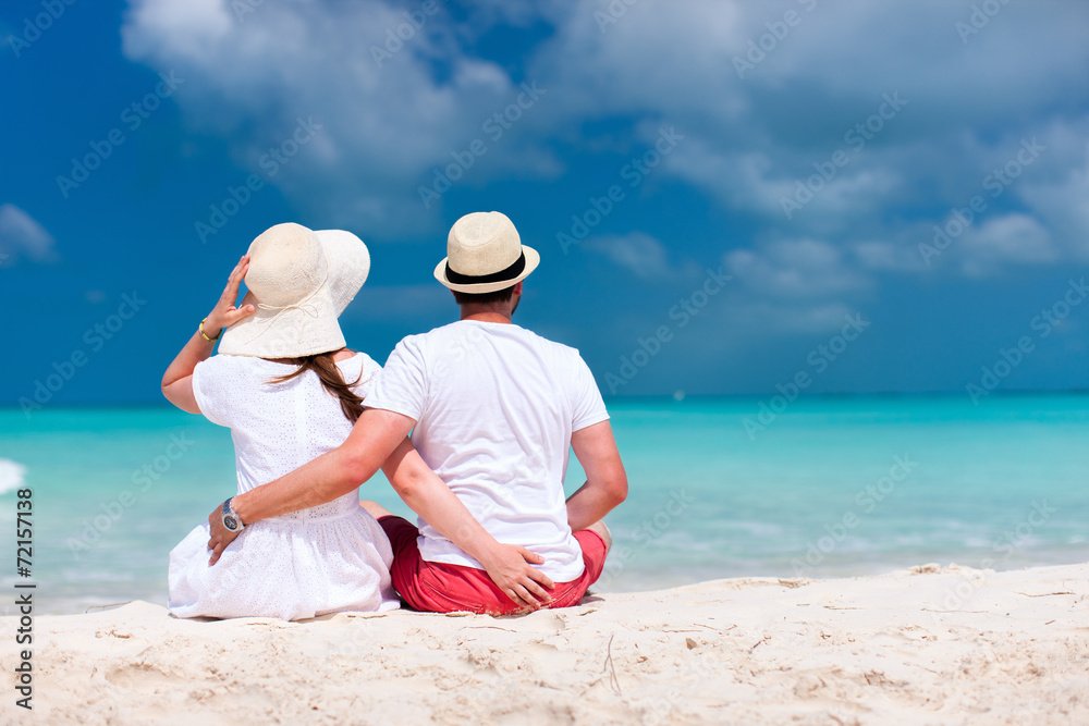 Poster couple at tropical beach