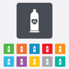 Condom safe sex sign icon. Barrier contraceptive