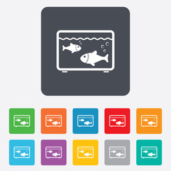 Aquarium sign icon. Fish in water symbol.