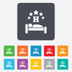 Five star Hotel sign icon. Rest place.