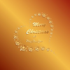 Heart made from snowflakes  with Merry Christmas sign