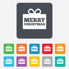Merry christmas gift sign icon. Present symbol.