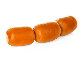 Boiled sausages isolated on white background