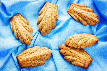 Madeleine cookies with cinnamon and poppy seeds