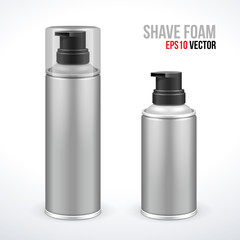 Two Gray Shave Foam Aerosol Spray Metal 3D Bottle Can