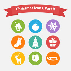 Vector Christmas icons in a flat style.