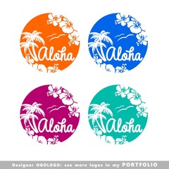 aloha, hawaii, leaves, hibiscus, floral, illustrations © ogologo