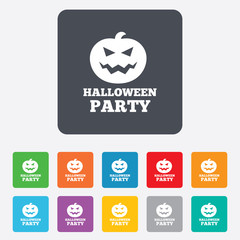 Halloween pumpkin sign icon. Halloween party.